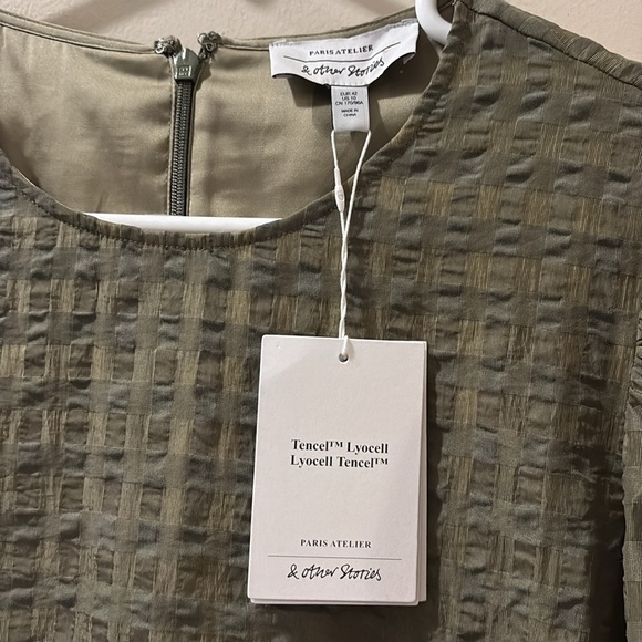 & Other Stories Green Puff Sleeve Sheath Dress - size 10 - NWT - Picture 2 of 6